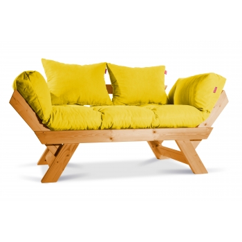 Mobildeco Kombin Wood Ahşap İki Kişilik Kanepe (doğal/Sarı)