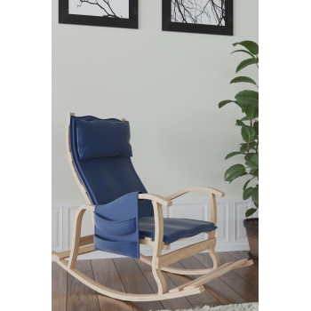 Mobildeco Sultan Ahşap Sallanan Sandalye Mavi (Doğal)