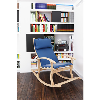 Mobildeco Padişah Ahşap Sallanan Sandalye Mavi - Doğal