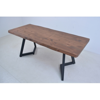 Mobildeco Masif Ahşap 6 Kişilik 80x160 Kütük Yemek Masası Ceviz V