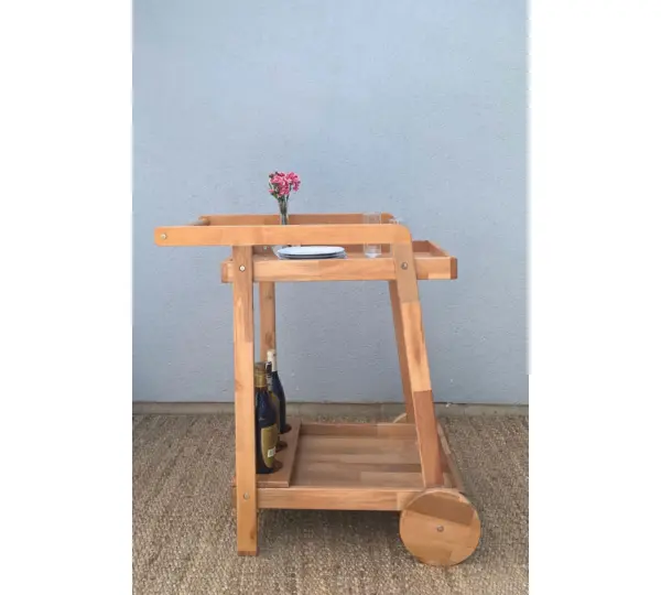 Mobildeko Lüx Ahşap Tekerlekli Tepsili Mutfak Servis Arabası & Dressuar Yan Sehpa, İçecek Servis Arabası