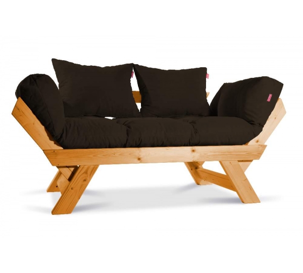 Mobildeco Kombin Wood Ahşap İki Kişilik Kanepe (doğal/Kahverengi)