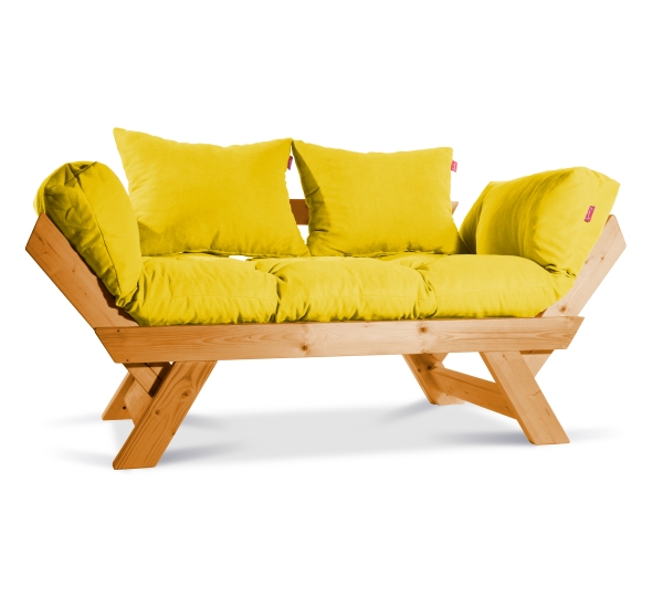 Mobildeco Kombin Wood Ahşap İki Kişilik Kanepe (doğal/Sarı)