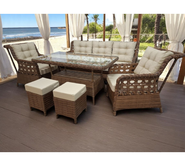 HELİOS RATTAN BAHÇE MOBİLYASI/BALKON TAKIM  KAHVE RENGİ